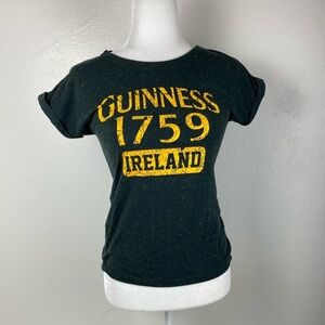 GUINNESS 1759 Ireland Short Sleeve Green Yellow Basic Blouse Top women’s small